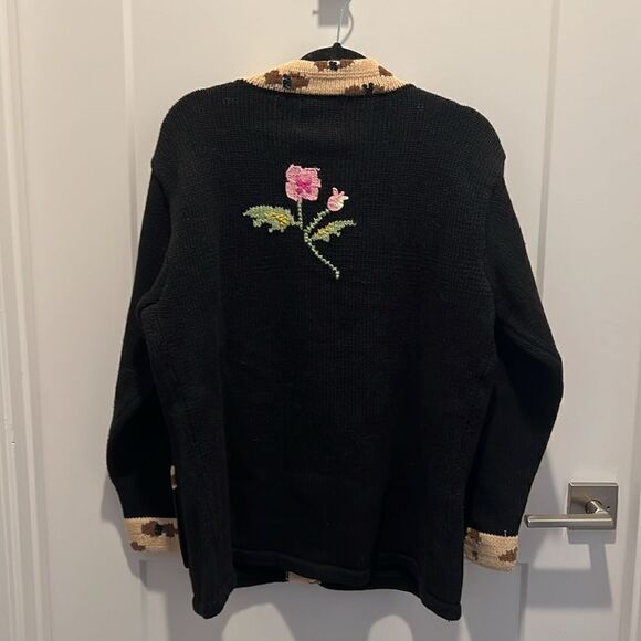 Vintage Storybook Knits Leopard in the Garden Floral Theme Sweater - Picture 7 of 14